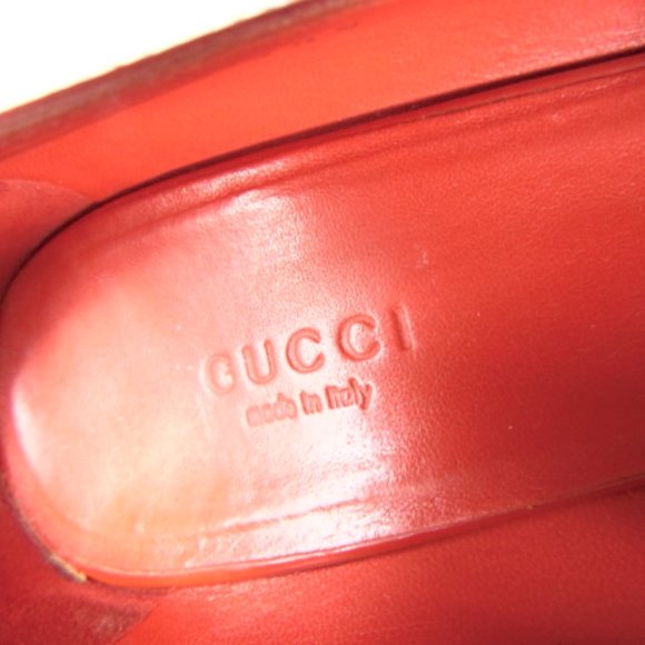 GUCCI Red Patent Leather Peep-Toe Wedge Heels Size 39.5 US 9 - Picture 10 of 15
